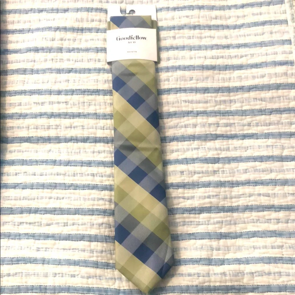 Goodfellow & Co Men's Blue & Green Plaid Tie